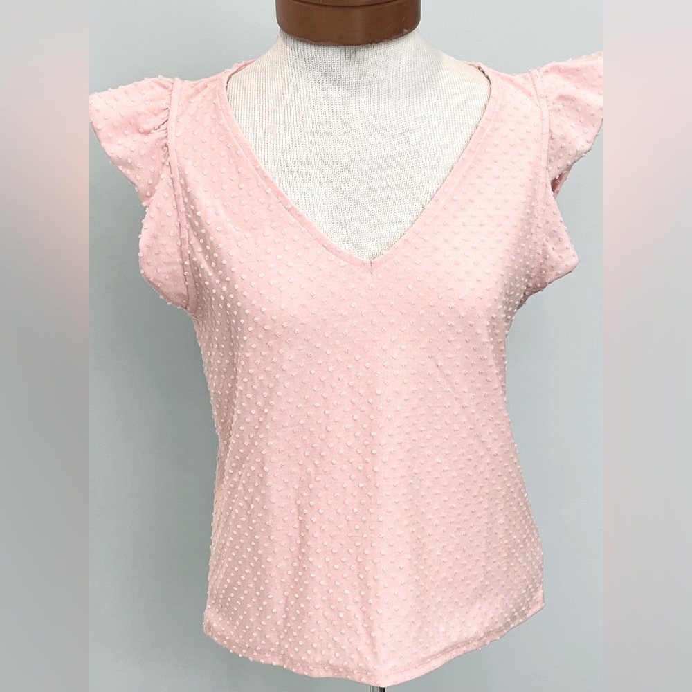 JCrew Swiss dot flutter sleeve top size M